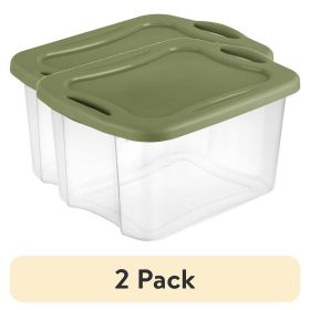 (2 pack) Sterilite 40 Quart EZ Carry, Plastic Storage Bin, Full-Grip Handles, Green