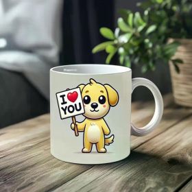 1pc_Dog Showing Love ceramic cup 11 ounces, coffee/tea/wine glass, suitable for Valentine's Day, birthdays,
