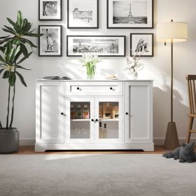 Buffet Cabinet with Storage, Modern Sideboard Buffet with Doors, Wood Coffee Bar Kitchen Storage Cabinet with Drawer and Adjustable Shelf for Kit